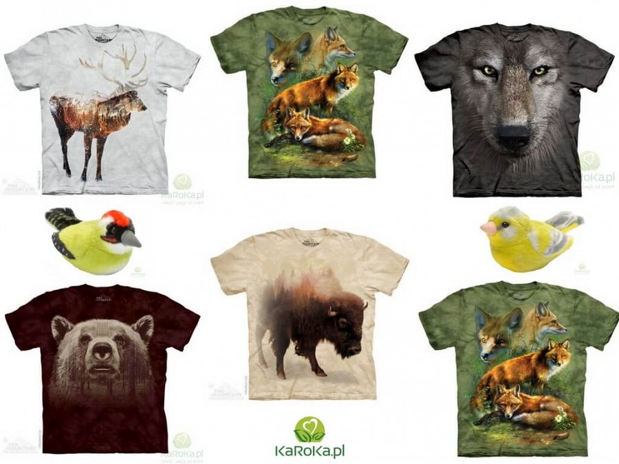 Koszulki The Mountain wzory myśliwskie jelen zubr wilk lis sarna